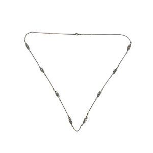 Vintage Silver and Gold Tone Spiral Encased Faux Pearls Chain Necklace 15 in